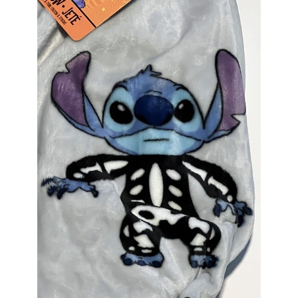 Stitch Halloween Throw Blanket Skeleton Costume Disney 2024 Plush 60x70”